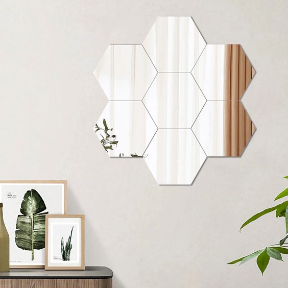 Espejos Decorativos Hexagonales X6 unidades.