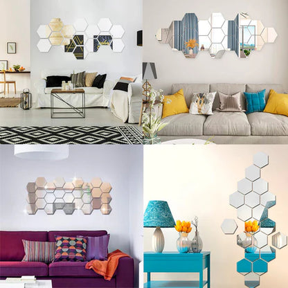 Espejos Decorativos Hexagonales X6 unidades.